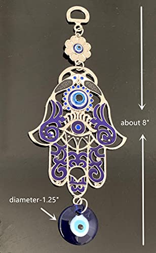 Betterdecor Blue Evil Eye Hamsa Hand Wall Hanging – Protection Amulet Talisman for Home Office Car Decor-023 - Image 2
