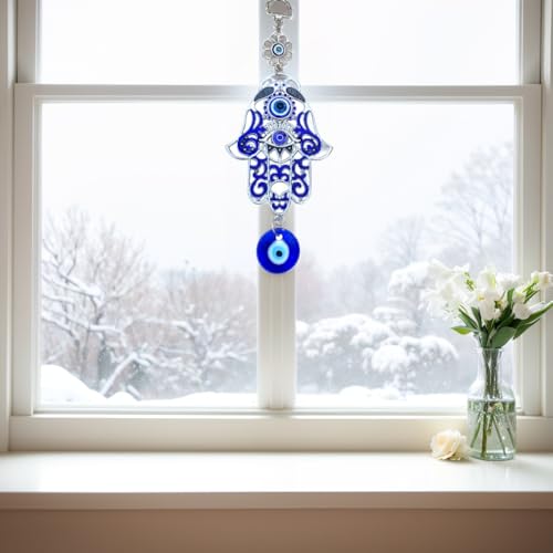 Betterdecor Blue Evil Eye Hamsa Hand Wall Hanging – Protection Amulet Talisman for Home Office Car Decor-023 - Image 4