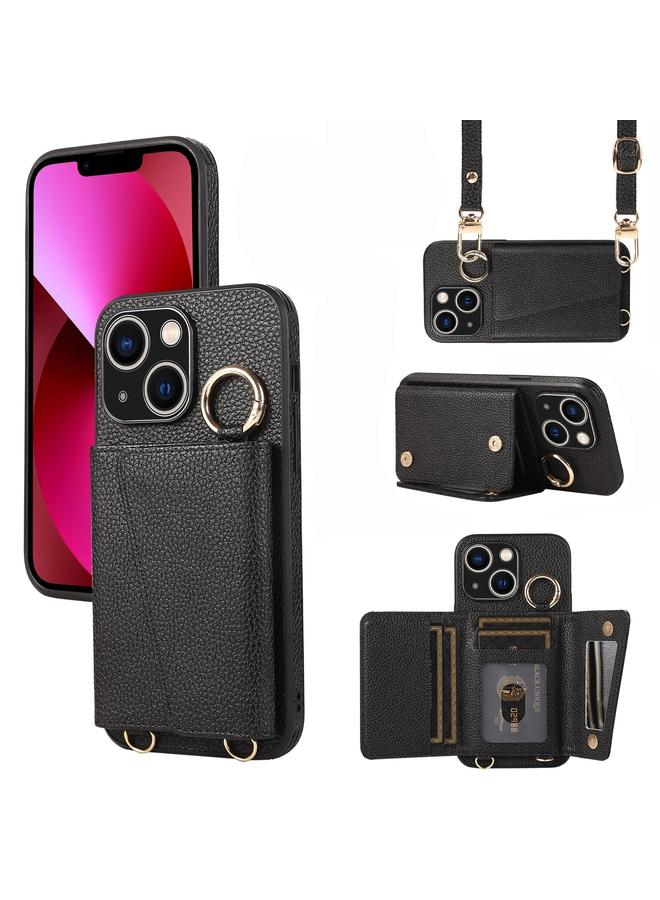 Zaboon Case For iPhone 13 Crossbody Ring Wallet Leather Back Cover Phone Case - Image 1