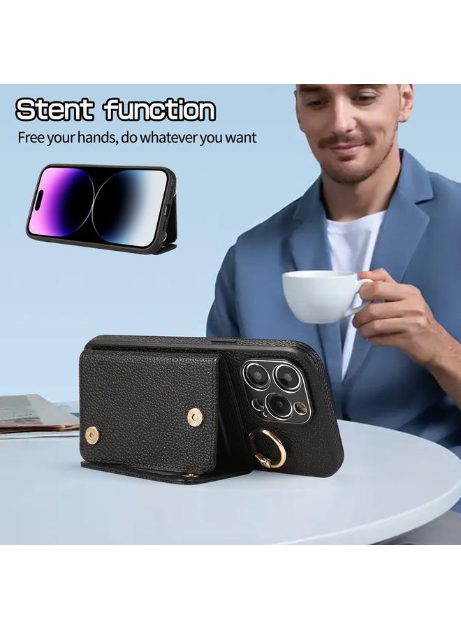 Zaboon Case For iPhone 13 Crossbody Ring Wallet Leather Back Cover Phone Case - Image 5