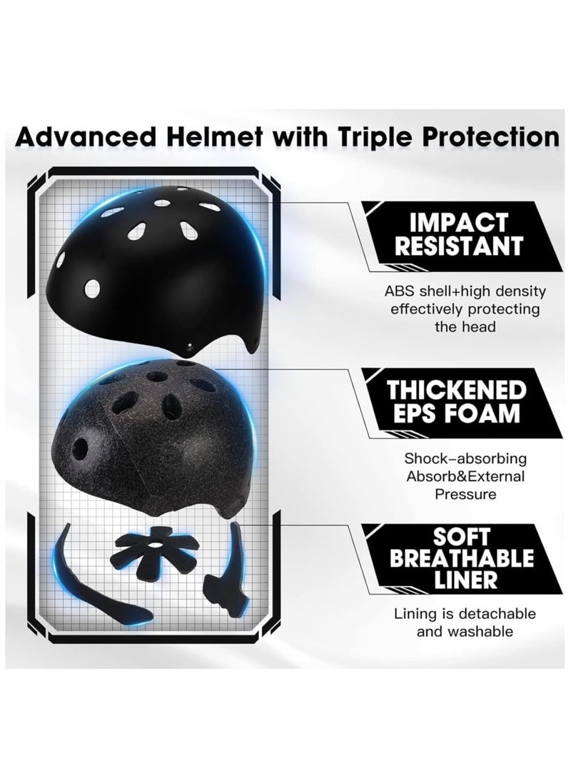 Soofam Kids Helmet And Pad Set, 7 In 1 Kids Bike Helmet Set, Adjustable Kids Helmet Elbow Pads Wrist Guards, Protective Gear Set For Scooter Skateboard Roller Skating Cycling - Image 5