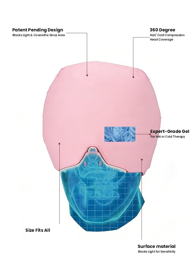 تابيت قبعة لتخفيف الصداع النصفي، غطاء رأس جل بارد لتخفيف الصداع، قناع علاجي بارد للصداع النصفي، مناسب للتوتر والإجهاد وانتفاخ العينين والجيوب الأنفية، قبعة رأس جل مهدئة 360 درجة عديمة الرائحة (طوق رأس جل وردي) - Image 5
