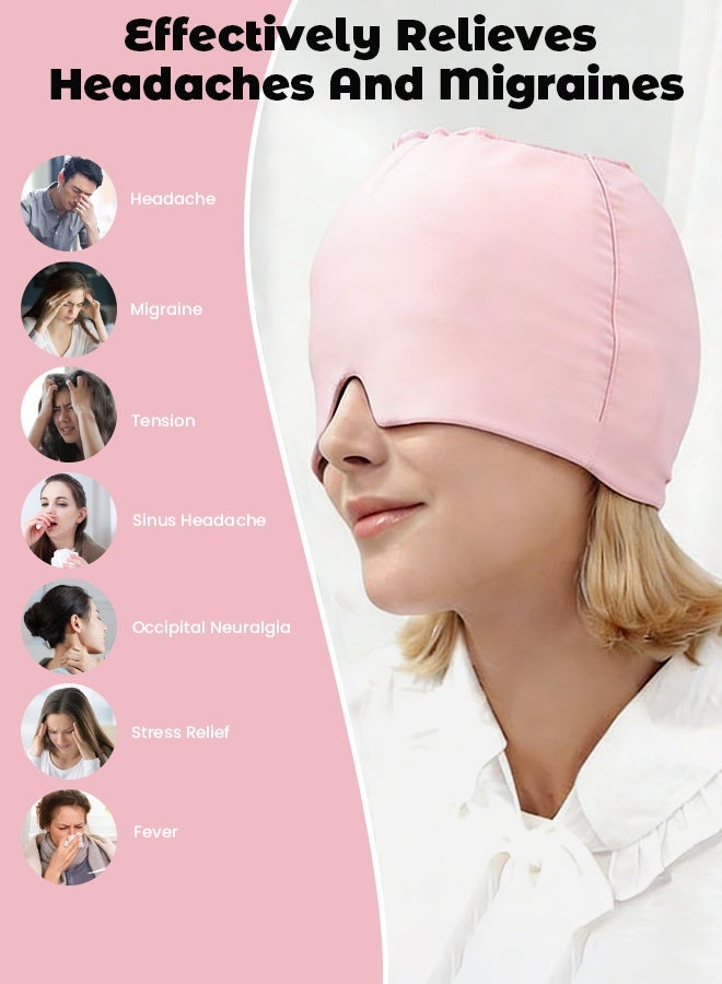 تابيت قبعة لتخفيف الصداع النصفي، غطاء رأس جل بارد لتخفيف الصداع، قناع علاجي بارد للصداع النصفي، مناسب للتوتر والإجهاد وانتفاخ العينين والجيوب الأنفية، قبعة رأس جل مهدئة 360 درجة عديمة الرائحة (طوق رأس جل وردي) - Image 4