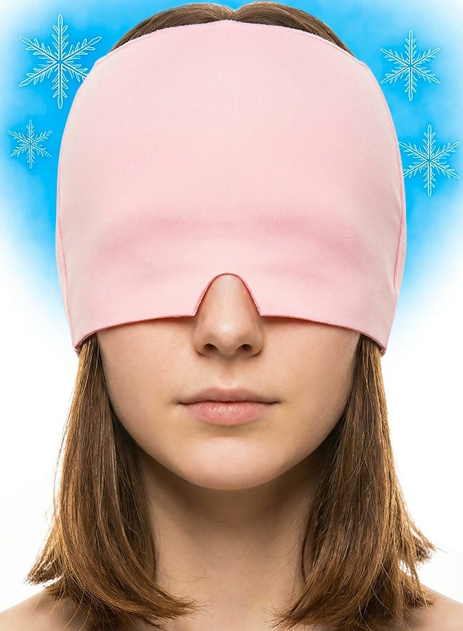 تابيت قبعة لتخفيف الصداع النصفي، غطاء رأس جل بارد لتخفيف الصداع، قناع علاجي بارد للصداع النصفي، مناسب للتوتر والإجهاد وانتفاخ العينين والجيوب الأنفية، قبعة رأس جل مهدئة 360 درجة عديمة الرائحة (طوق رأس جل وردي) - Image 1