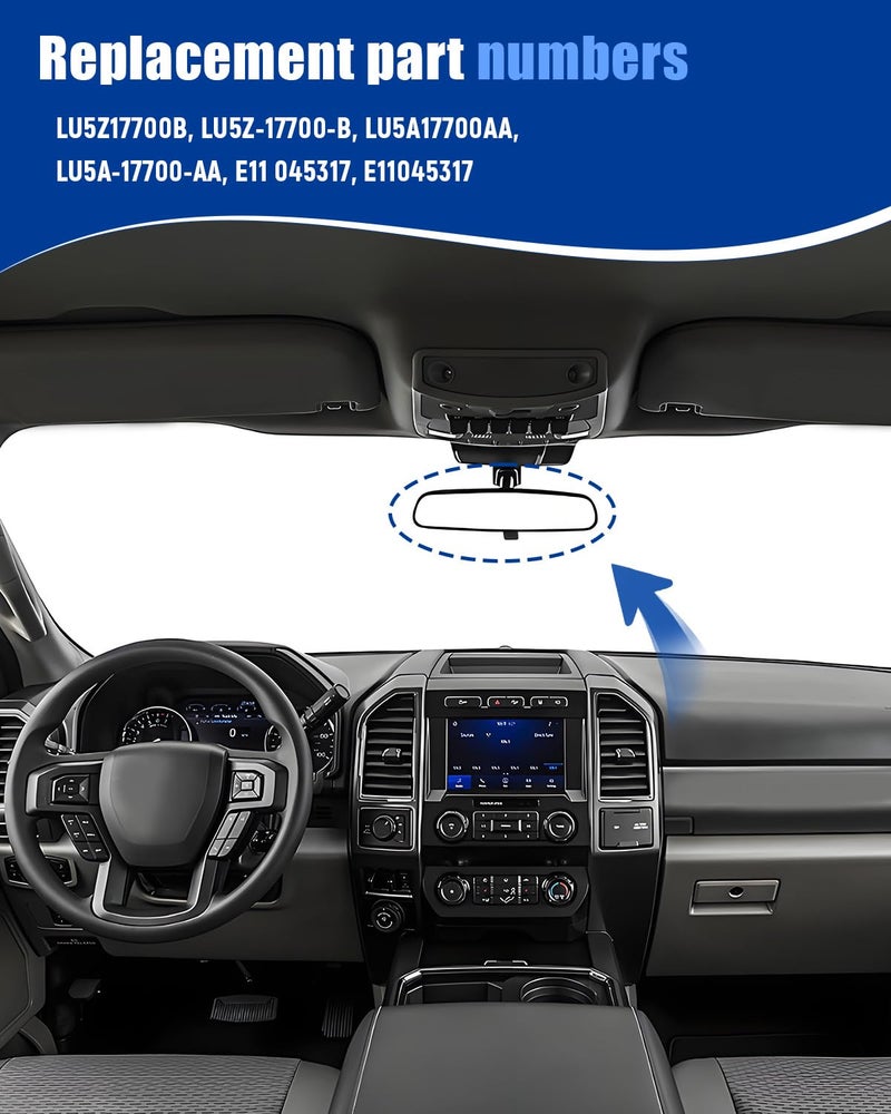 ANODZU Interior Rear View Mirror 10.31 Inch Fit for Ford F-150 F-250 F-350 F-450 F-550 Super Duty Focus Explorer Fusion Fiesta Bronco Taurus Expedition Edge Maverick 1999-2024 Front Rearview Mirror - Image 5