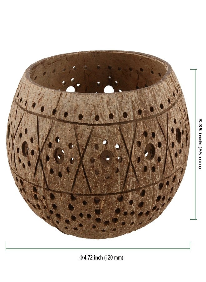 HAKZEON 4 PCS Coconut Shell Candle Holders, Coconut Shell Candles Bulk, Coconut Votive Holder, Tropical Decorative Candle Holders for Table, Tropical Decor - Image 2