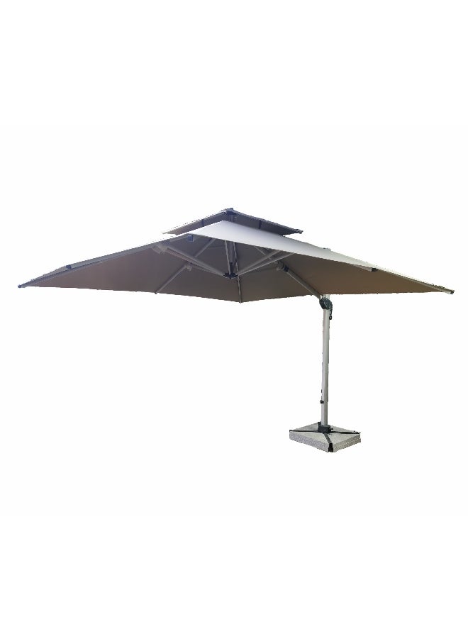 Oasis Casual Aluminium Khaaki Color Umbrella with 120 KGs Marble Base 3.5M x 3.5M  - Image 1