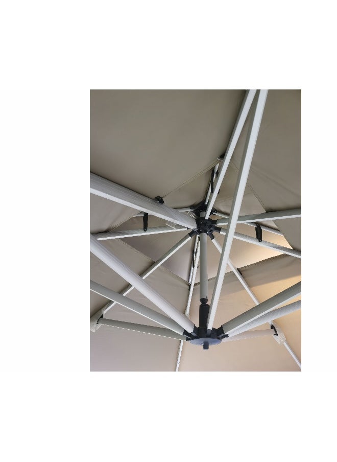 Oasis Casual Aluminium Khaaki Color Umbrella with 120 KGs Marble Base 3.5M x 3.5M  - Image 2