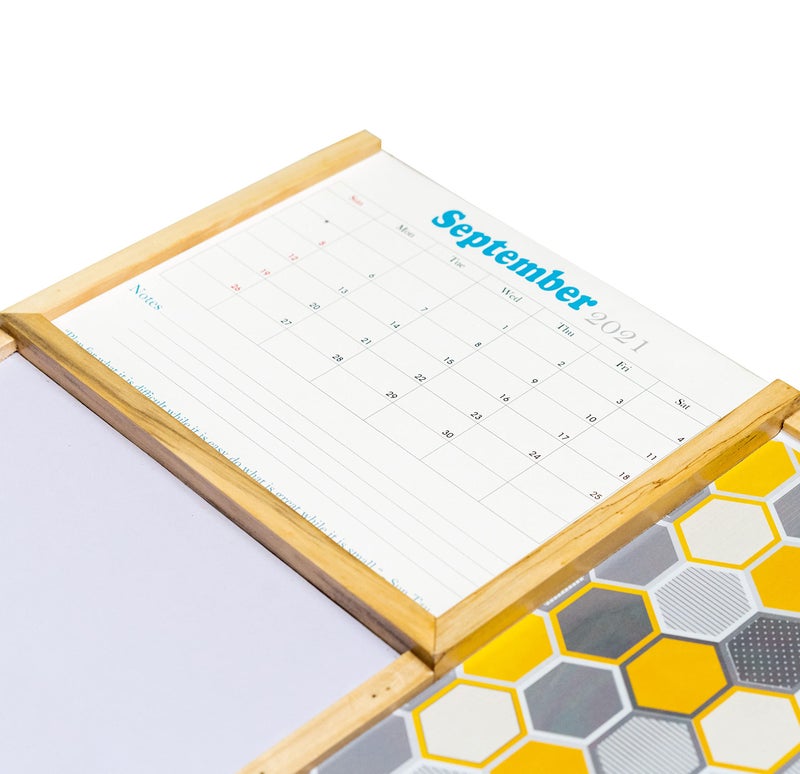 IVEI Combination Board | Whiteboard and Magnet Board with Planner | Includes Space to Hold Marker and Duster | 20in X 20in (Yellow) - Image 5