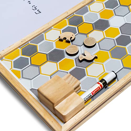 IVEI Combination Board | Whiteboard and Magnet Board with Planner | Includes Space to Hold Marker and Duster | 20in X 20in (Yellow) - Image 2