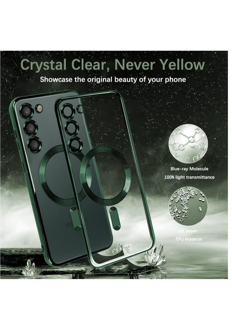 MUNTAQI Magnetic Clear Case for Samsung Galaxy S23 with Camera Lens Protector Magsafe Compatible Electroplated Soft TPU Shockproof Anti-Scratch Phone Case - Image 2