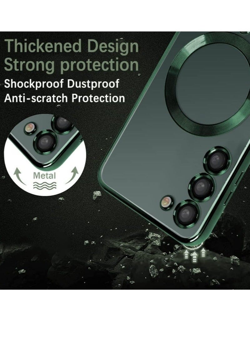 MUNTAQI Magnetic Clear Case for Samsung Galaxy S23 with Camera Lens Protector Magsafe Compatible Electroplated Soft TPU Shockproof Anti-Scratch Phone Case - Image 4