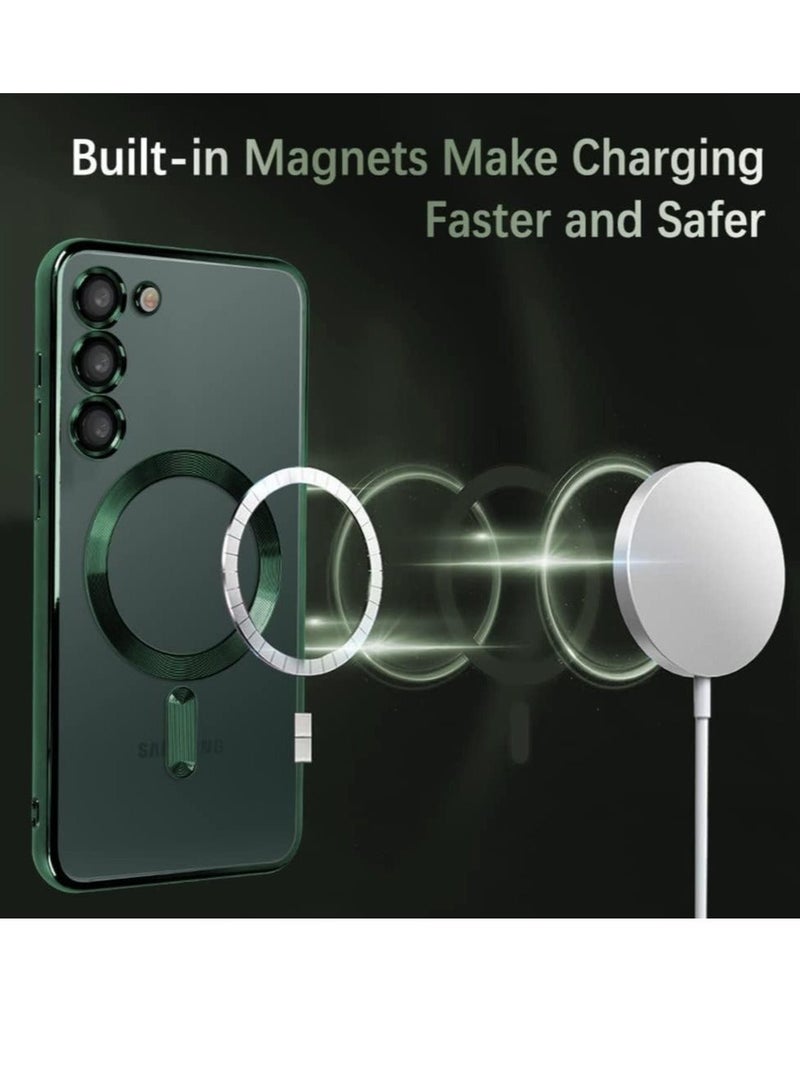MUNTAQI Magnetic Clear Case for Samsung Galaxy S23 with Camera Lens Protector Magsafe Compatible Electroplated Soft TPU Shockproof Anti-Scratch Phone Case - Image 3