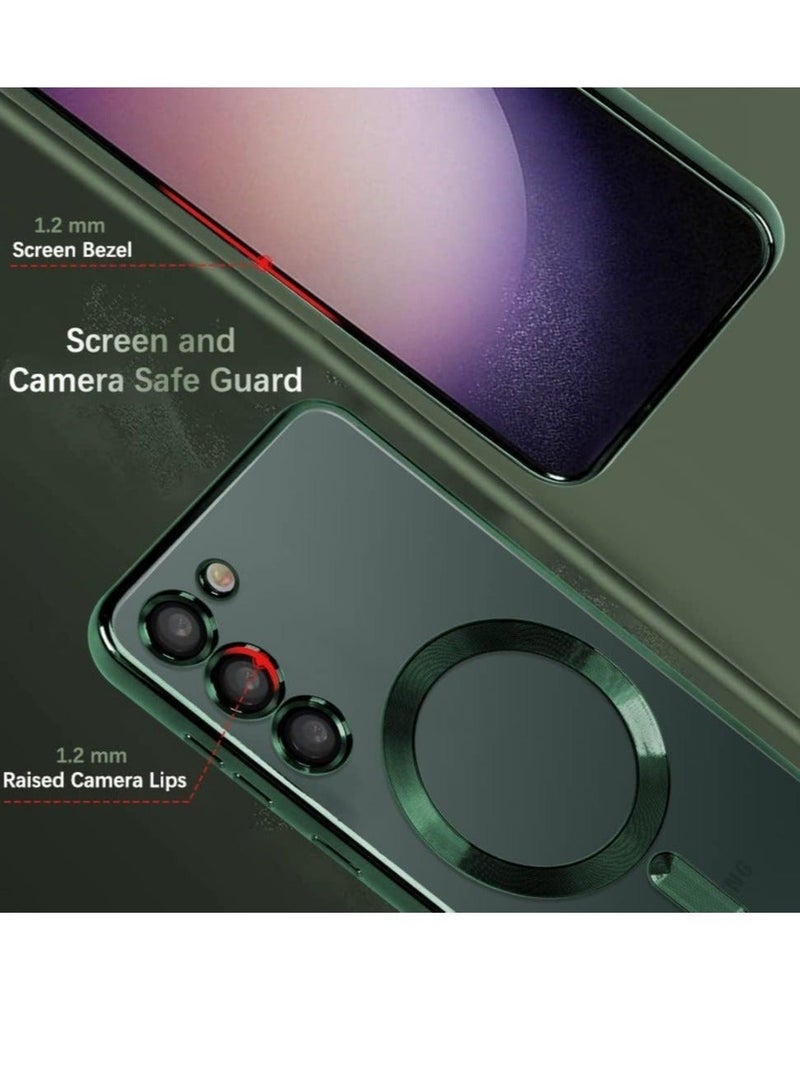 MUNTAQI Magnetic Clear Case for Samsung Galaxy S23 with Camera Lens Protector Magsafe Compatible Electroplated Soft TPU Shockproof Anti-Scratch Phone Case - Image 5