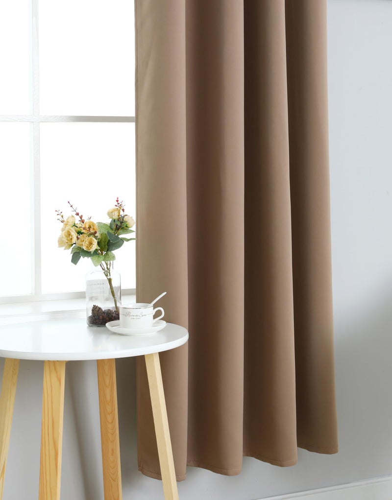 INLINAS 42W x 96L Inch Blackout Curtains for Bedroom  Thermal Insulated  Noise Reduction  Energy Saving Set of 2 Panels  Khaki - Image 4