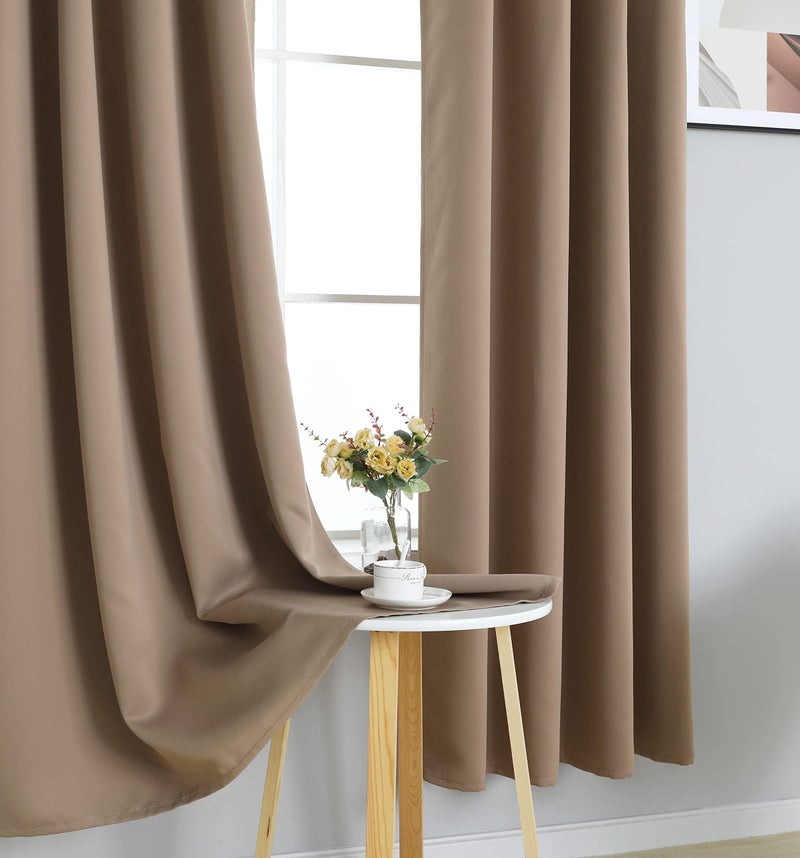INLINAS 42W x 96L Inch Blackout Curtains for Bedroom  Thermal Insulated  Noise Reduction  Energy Saving Set of 2 Panels  Khaki - Image 3
