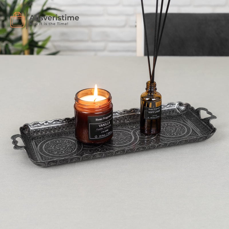 Alisveristime Turkish Ottoman Coffee Tea Beverage Serving Rectangle Tray (Small Tray) (13 INC*5.5 INC) (Black) - Image 4