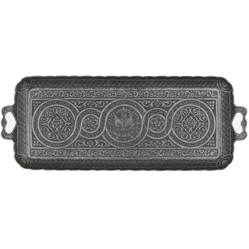 Alisveristime Turkish Ottoman Coffee Tea Beverage Serving Rectangle Tray (Small Tray) (13 INC*5.5 INC) (Black) - Image 1