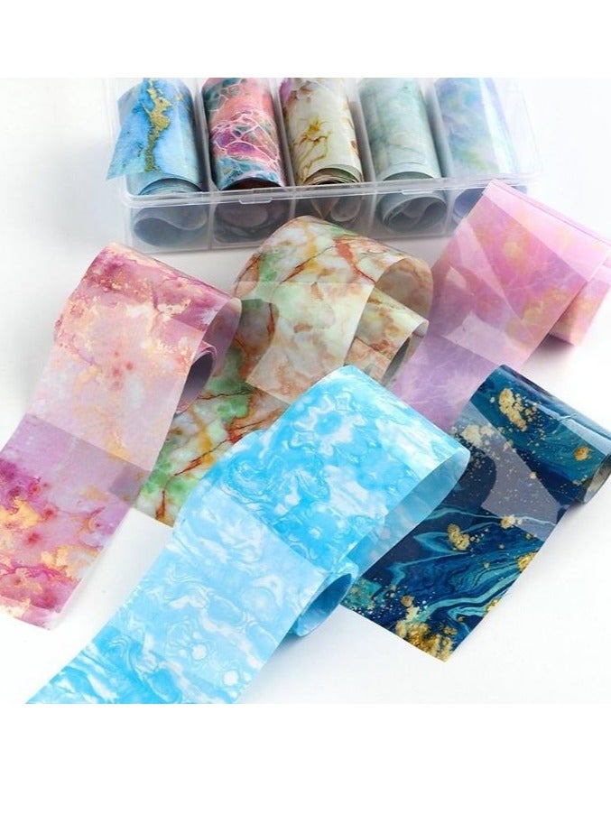 10 Rolls Nail Foil Transfer Sticker  Nail Decoration Nail Foil Wraps 4x100CM Each roll - Image 2