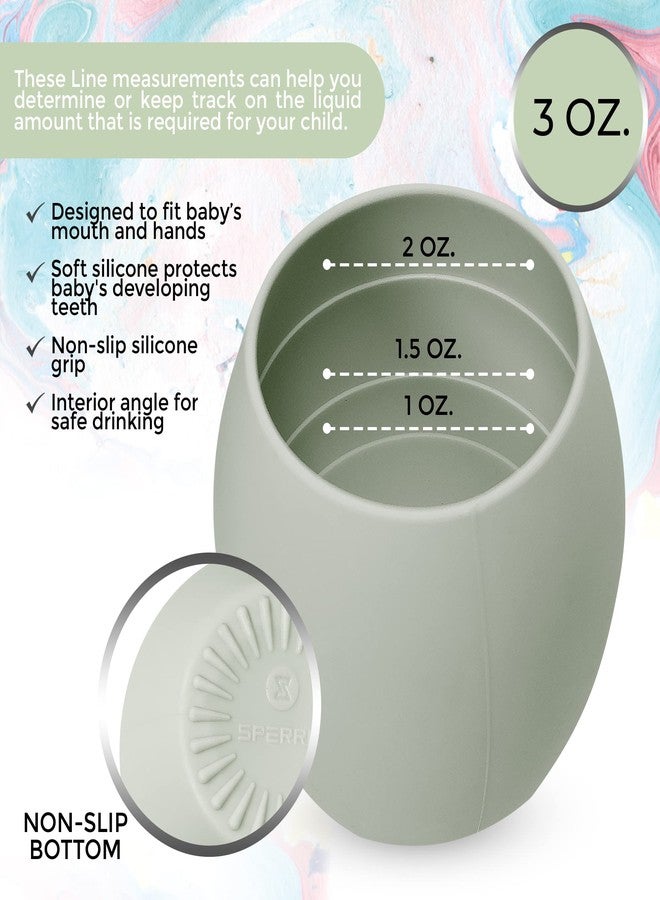 سبريك كوب سيليكون للأطفال - كوب تدريب للأطفال الصغار - كوب مفتوح لفطام الطفل الذاتي، عبوتان من أكواب الشرب غير القابلة للانسكاب - ناعمة ولطيفة على اللثة، أكواب سيليكون خالية من مادة BPA (لون الكوارتز الوردي/أخضر فاتح) - Image 2