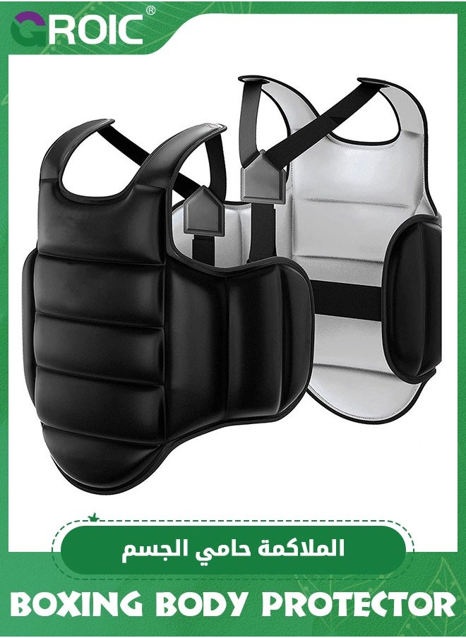 GROIC Boxing Chest Guard, Boxing Body Protector Reversible, Kickboxing MMA Muay Thai Chest Guard, Sparring Training Heavy Punching, Martial Arts Belly Protection Pad, Taekwondo TKD Vest, Adults,160-180cm  - Image 1