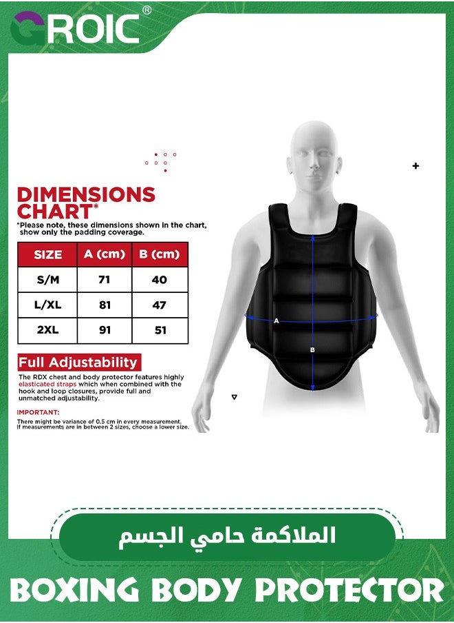 GROIC Boxing Chest Guard, Boxing Body Protector Reversible, Kickboxing MMA Muay Thai Chest Guard, Sparring Training Heavy Punching, Martial Arts Belly Protection Pad, Taekwondo TKD Vest, Adults,160-180cm  - Image 5