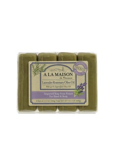A LA MAISON Lavender Flower Bar Soap  Triple French Milled Natural Moisturizing Hand Soap Bar 4 Bars of Soap 35 oz