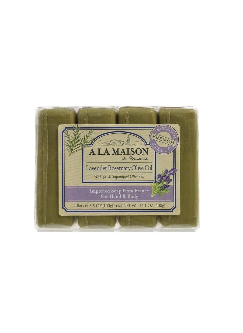 A La Maison - A LA MAISON Lavender Flower Bar Soap  Triple French Milled Natural Moisturizing Hand Soap Bar 4 Bars of Soap 35 oz - Image 1
