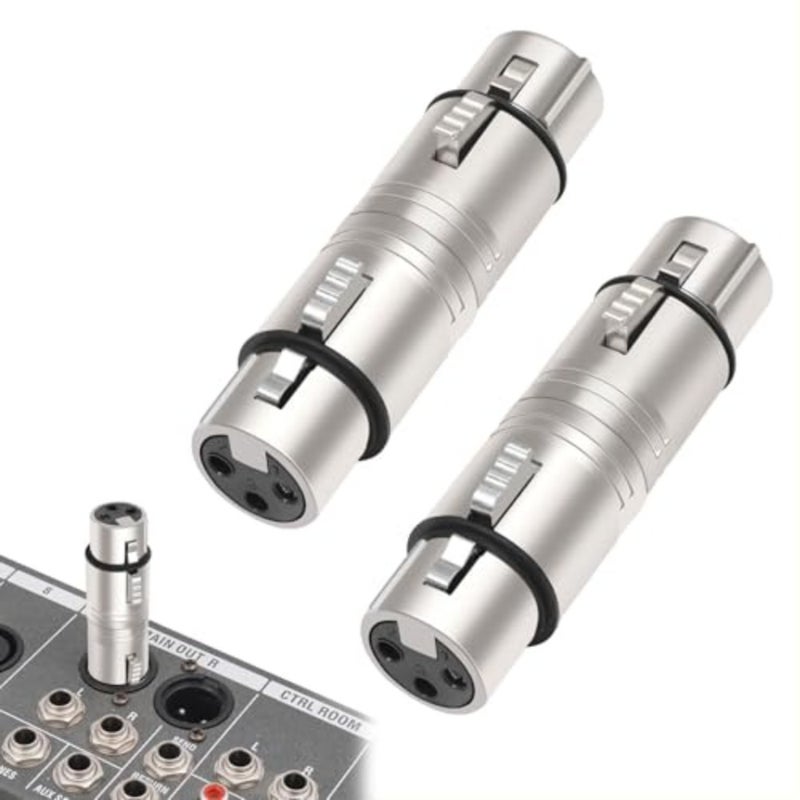 محول XLR أنثى إلى أنثى، قطعتان من موصل الصوت ذو 3 دبابيس، وصلة كابل XLR للميكروفون، الخلاط، الواجهة، معدات الاستوديو، غلاف معدني متين للحصول على صوت واضح - Image 1
