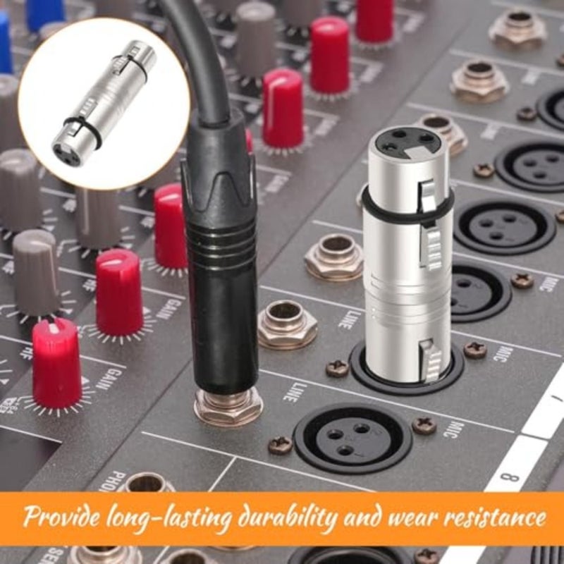 محول XLR أنثى إلى أنثى، قطعتان من موصل الصوت ذو 3 دبابيس، وصلة كابل XLR للميكروفون، الخلاط، الواجهة، معدات الاستوديو، غلاف معدني متين للحصول على صوت واضح - Image 3