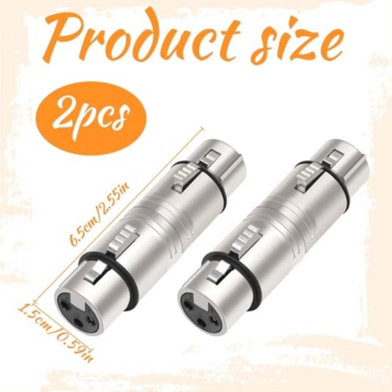 محول XLR أنثى إلى أنثى، قطعتان من موصل الصوت ذو 3 دبابيس، وصلة كابل XLR للميكروفون، الخلاط، الواجهة، معدات الاستوديو، غلاف معدني متين للحصول على صوت واضح - Image 4