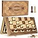 AMEROUS 15 Magnetic Wooden Chess  Checkers Game Set 2 Extra Queens 24 Cherkers Pieces  Chessmen Storage Slots Beginner Chess Set for Kids and Adults Classic 2 in 1 Board Games - Image 4