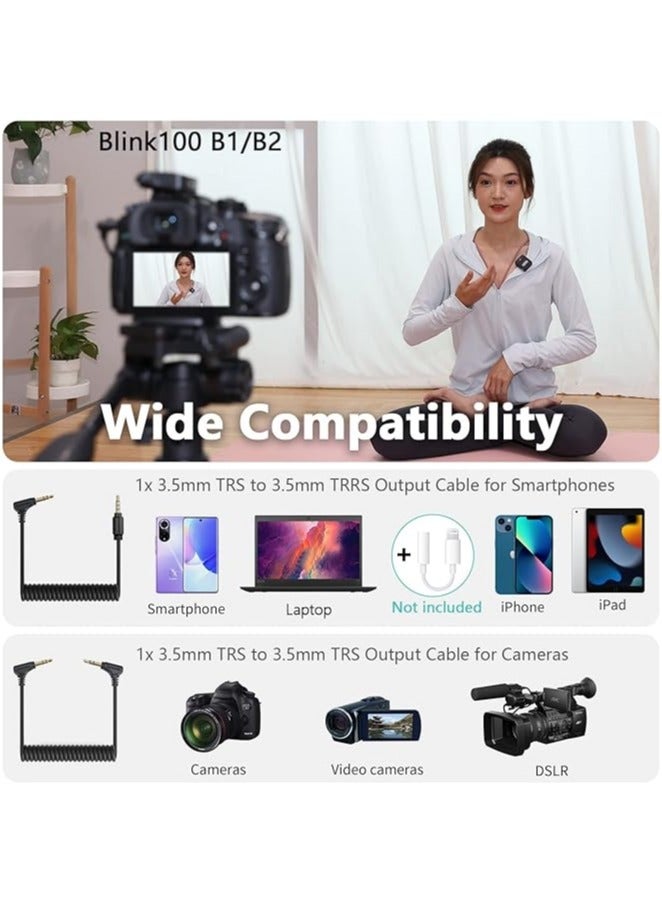 Saramonic Wireless Lavalier Microphone Blink100 B1 2.4GHz Wireless Microphone With Transmitter & Receiver for DSLR Cameras, iPhone,iPad and Android, 164ft Range, Lapel Mic for Recording, Teaching