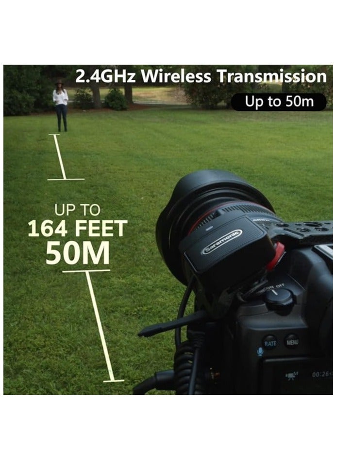 Saramonic Wireless Lavalier Microphone Blink100 B1 2.4GHz Wireless Microphone With Transmitter & Receiver for DSLR Cameras, iPhone,iPad and Android, 164ft Range, Lapel Mic for Recording, Teaching