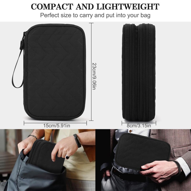 Waterproof Travel Cable Organizer Bag with Double Layer Storage for Cords, Chargers, Phone and Earphone - Image 2