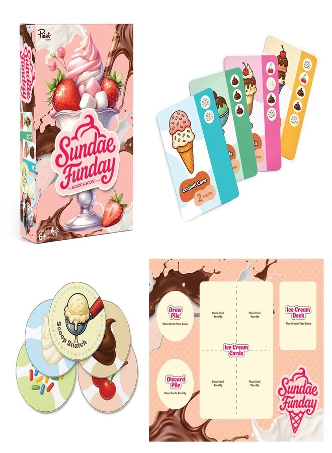Point Games Sundae Funday Family Board Game Ice Cream Building Card Game for Kids & Adults - Scoop, Stack & Score! - Fun Family Game Night, 2-4 Players, Ages 6+ - Image 1