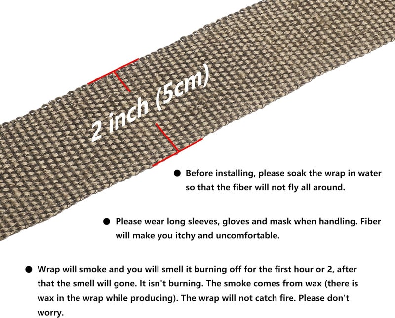 ARTR 2" x 50' Titanium Exhaust Header Heat Wrap 1 Roll with 10PCS 11.8 Inch Stainless Steel Locking Ties - Image 3