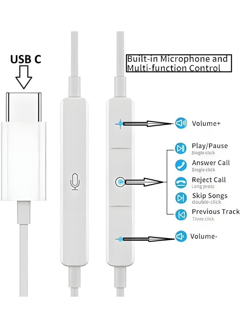 MUNTAQI USB-C Wired Earphones with Mic & Volume Control – Type-C Noise-Isolating Stereo Headphones for Android, Samsung, Huawei, OnePlus & More – Clear Sound, Tangle-Free Cable - Image 5