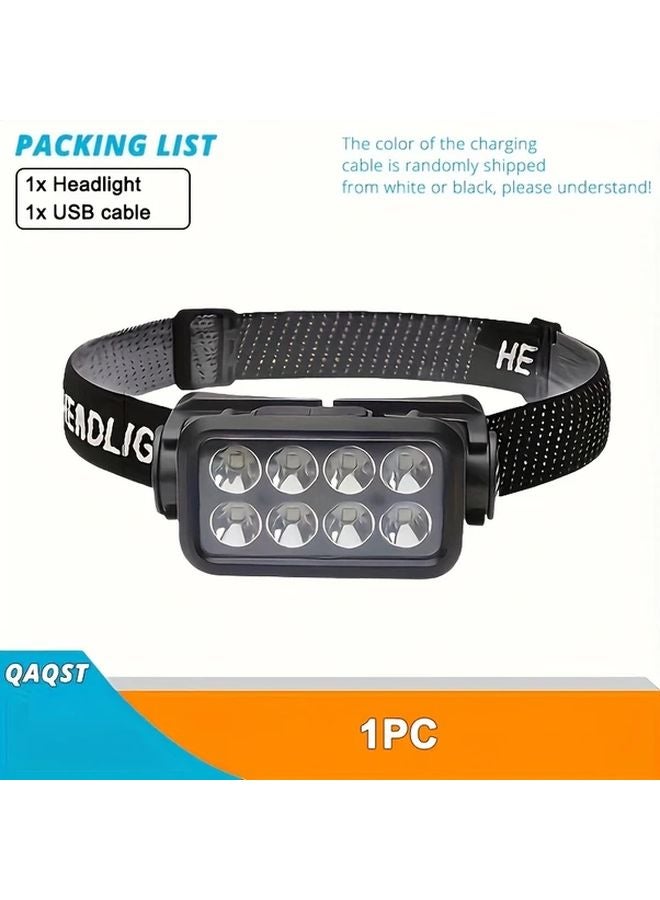 1pc Rechargeable Motion Sensor Headlamp 8LED 5 Modes Lightweight Flashlight For Outdoor Camping - Image 1