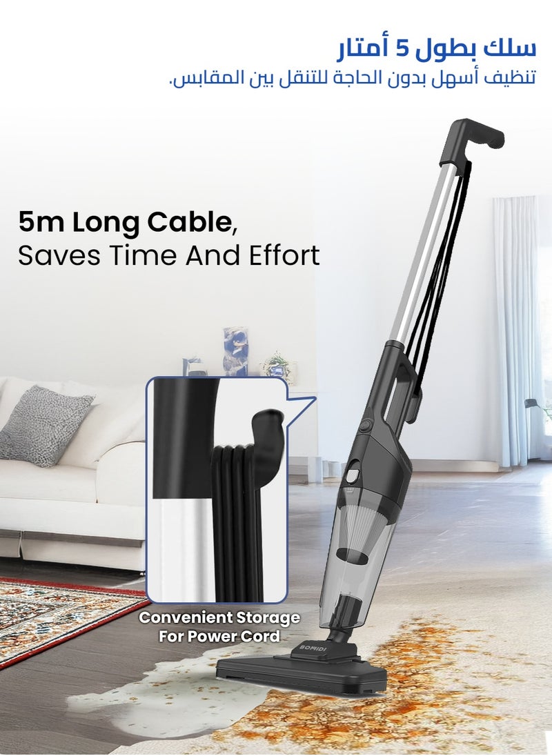 BOMIDI Portable Handheld Vacuum Cleaner with 17000Pa Strong Power 900mL Dust Cup, Quiet Suction- Stick Vacuum Cleaner for Wood, Carpet, Tile Floors S9- Black  - Image 4