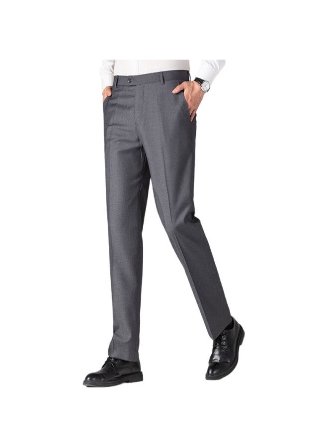 ROMON Men'S High-Waist Wrinkle-Free Business Dress Pants, Casual Trousers, Dad Pants, Elastic Suit Straight-Leg Pants - Image 3