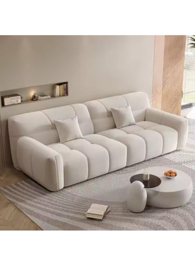 Poppins Home Comfortable 3-Seater Marshmallow Fabric Sofa for Living Rooms, Offices, and Home Space (White)  - Image 3
