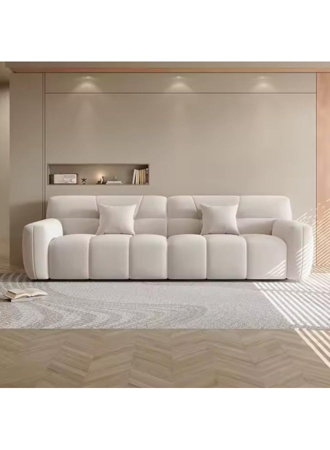 Poppins Home Comfortable 3-Seater Marshmallow Fabric Sofa for Living Rooms, Offices, and Home Space (White)  - Image 1