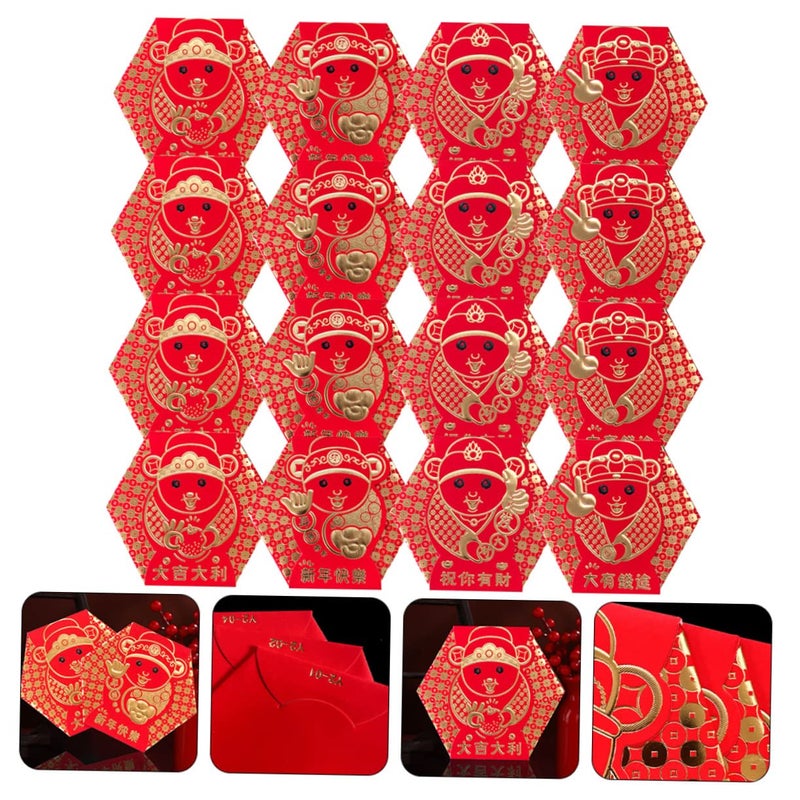 Traditional Chinese Red Envelopes 16Pcs for New Year Birthday Engagement Prosperity - Image 5