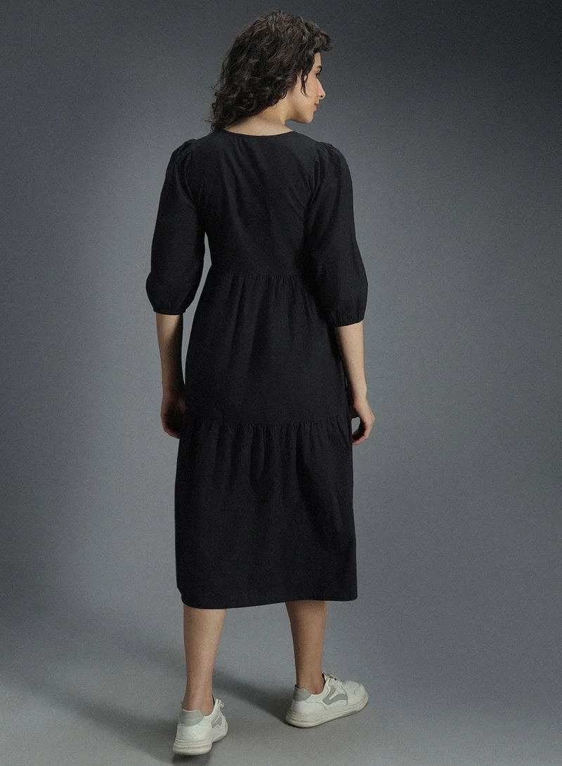 هاي ستار Tiered Puff Sleeve Dress