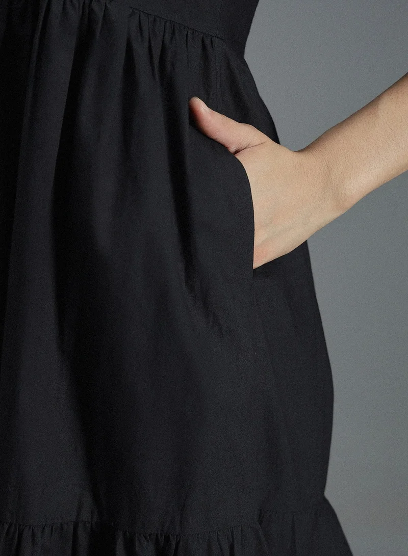 هاي ستار Tiered Puff Sleeve Dress