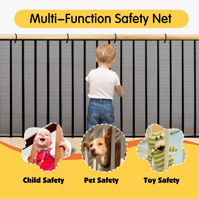 Cupount Banister Guard for Baby- 10ft x 3.3ft Black Safety Mesh Netting for Pets and Kids - Stair Railing Cover for Home - Image 2