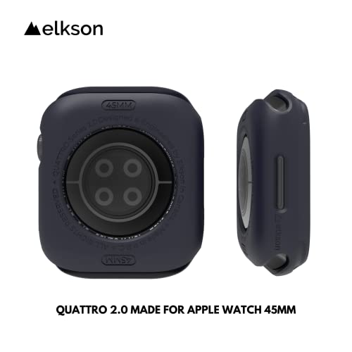 elkson Made for Apple Watch 45mm Bumper Case, Quattro 2.0 Series Rugged Case for Apple Watch and iWatch Series 9 8 7, Military Grade Durable Protective Cover, Flexible Shock Proof, Blue - Image 3
