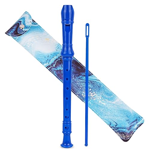 Jasenna Recorder Instrument for Beginner Adults,8-Hole Soprano Descant Recorder Music Flute with with Cleaning Rod & Leather Case For Home Entertainment(2-Purple Blue Splash-ink） - Image 1