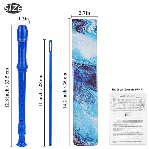Jasenna Recorder Instrument for Beginner Adults,8-Hole Soprano Descant Recorder Music Flute with with Cleaning Rod & Leather Case For Home Entertainment(2-Purple Blue Splash-ink） - Image 3